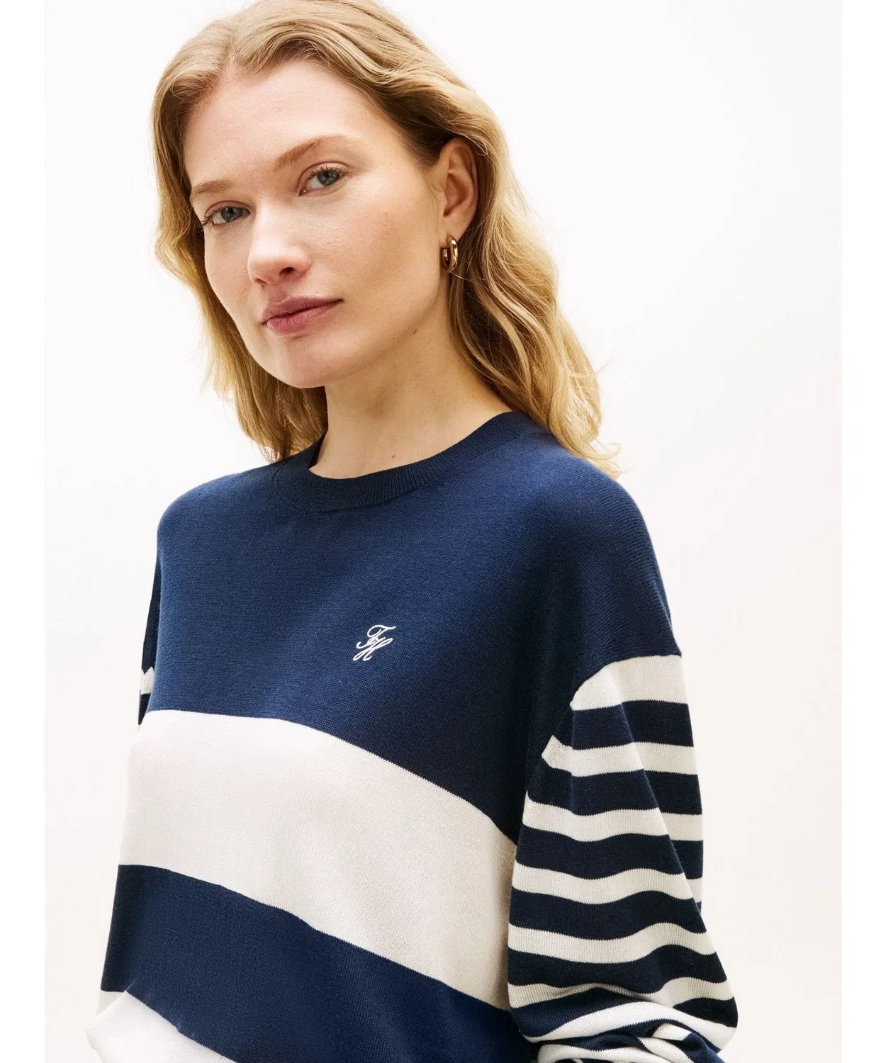 Свитер с круглым вырезом Tommy Hilfiger длинный рукав тёмно-синий — фото 2