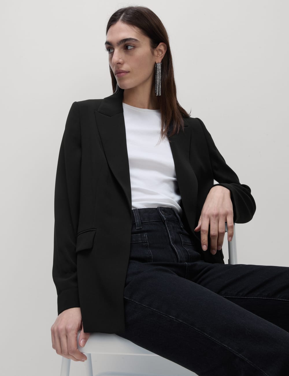 

Свободный однобортный блейзер Marks & Spencer, черный