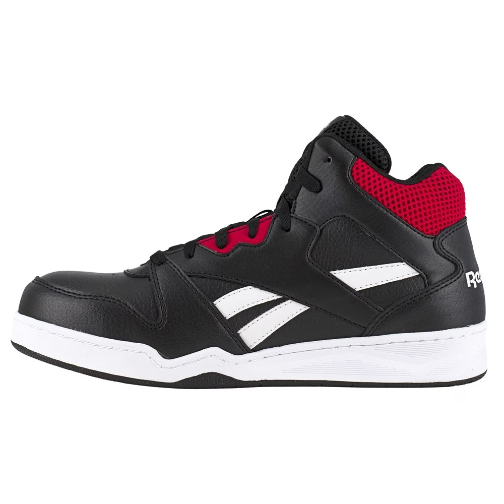 Кроссовки с композитным носком на высокой подошве Reebok Work Bb4500, черно-красные из кожи — фото 3