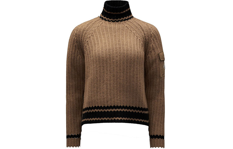 

Женский свитер цвета верблюжьей шерсти FW21 Moncler, Camel