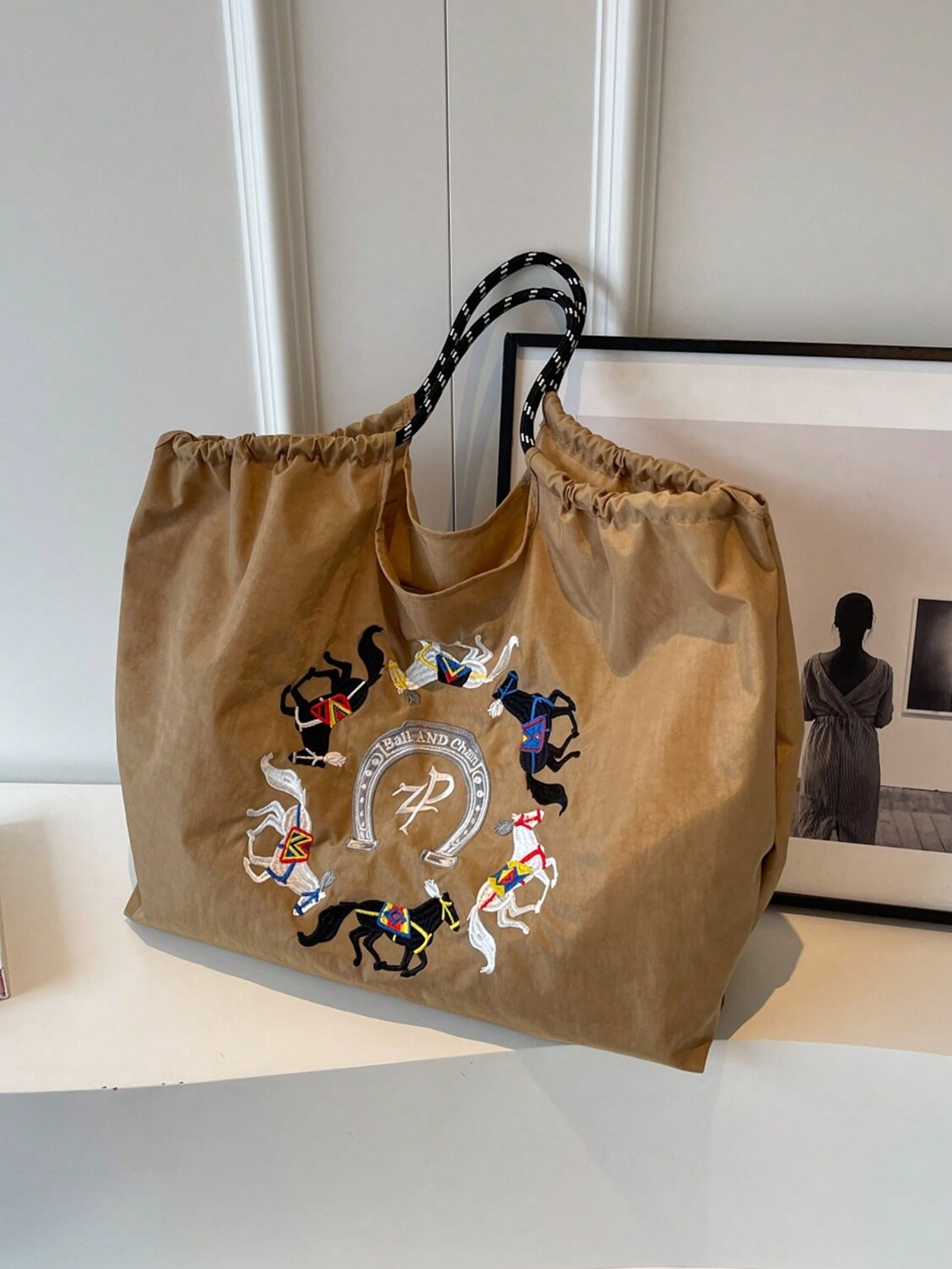 

1 шт Дорожная сумка-тоут Сумка для покупок Портативная дорожная сумка на шнурке Подходит для занятий спортом