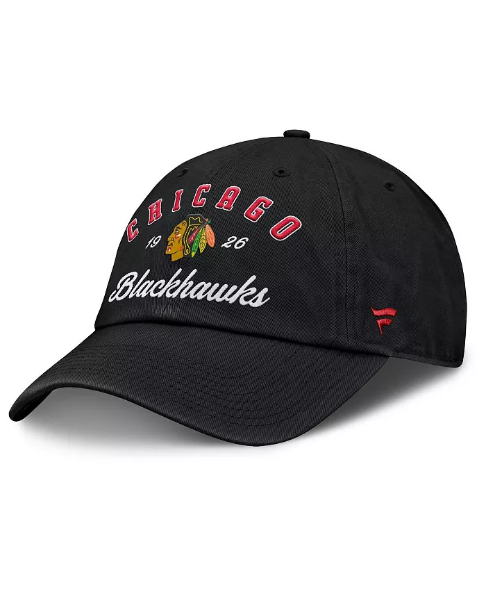 

Женская черная регулируемая бейсболка Chicago Blackhawks Fundamental Dasher Arch Fanatics