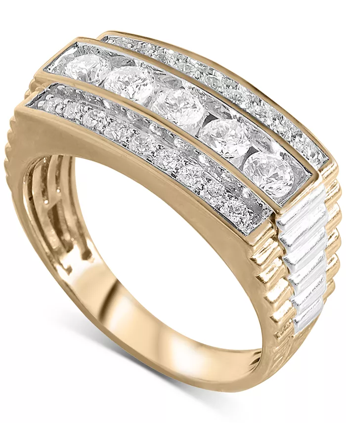 

Мужское кольцо с бриллиантами (1 карат) из 14-каратного желтого золота Macy's