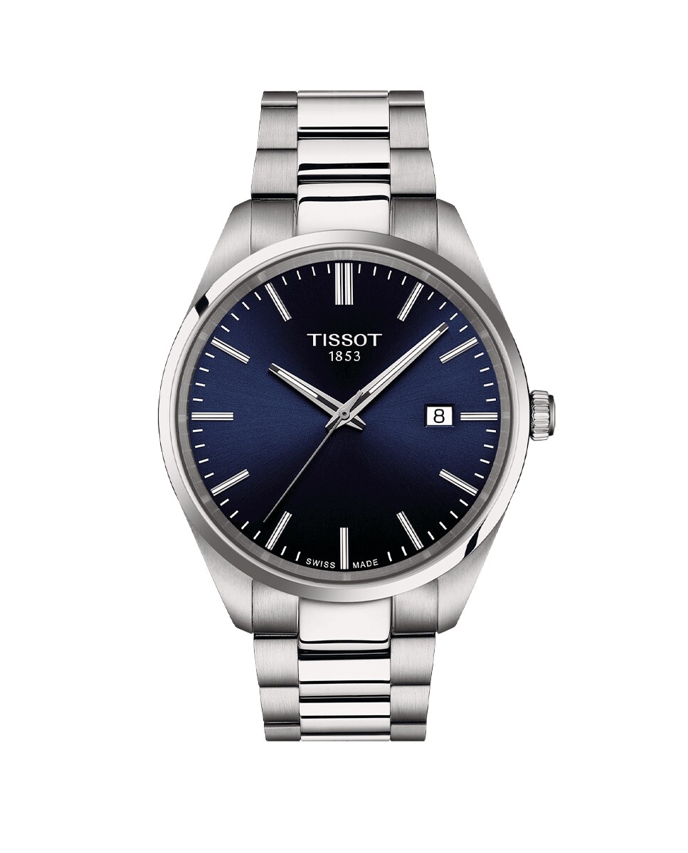 

Мужские часы из коллекции Tissot PR100, стальные, 40 мм, синие Tissot, серебро