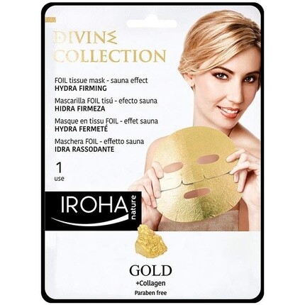 

Iroha Nature Фольгированная маска для лица увлажняющая и омолаживающая с 24-каратным золотом 1 применение