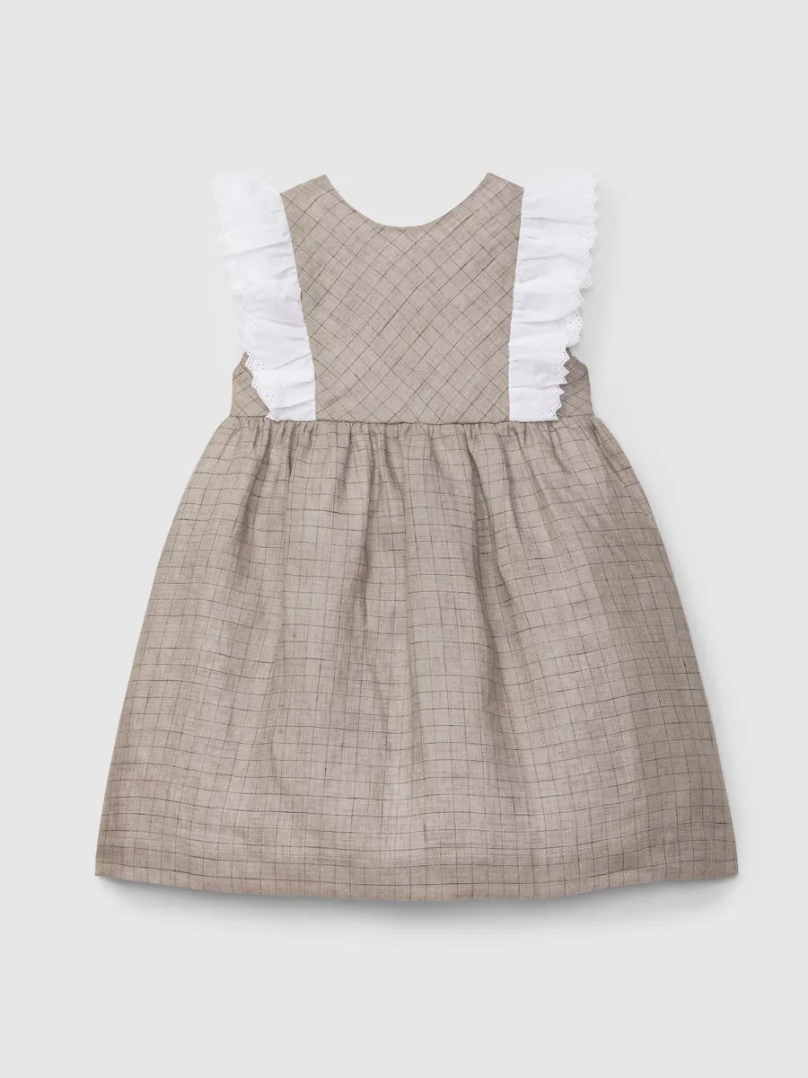 

Льняное платье в клетку для девочки Laranjinha, натуральный