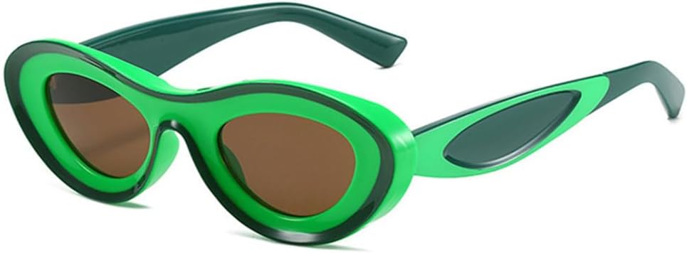 

Солнцезащитные очки LVTFCO Vintage Contrast Color Cat Eye для женщин, модные овальные очки для мужчин, защита от УФ-излучения UV400, уникальные солнцезащитные очки, Green Tea