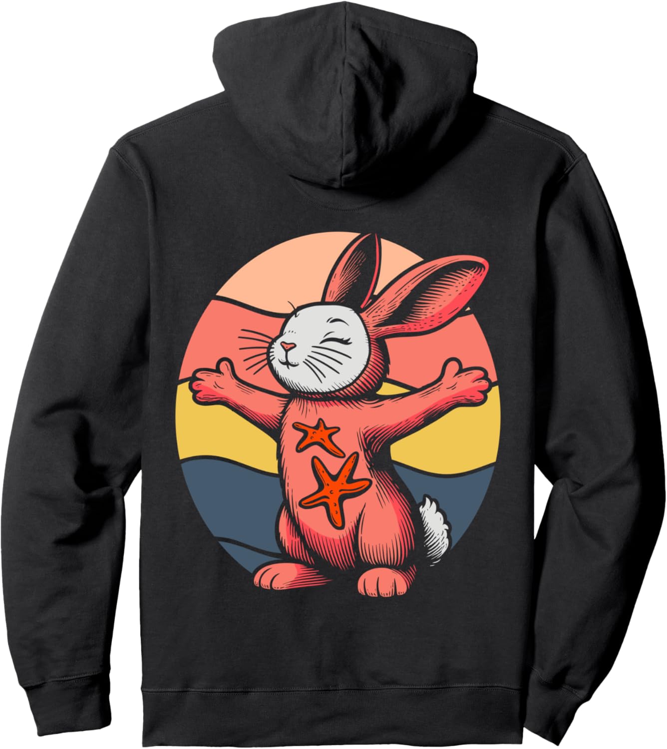 

Толстовка с изображением морской звезды, кролика, морской звезды и морского зайца Starfish Bunnies Ocean Rabbit, черный
