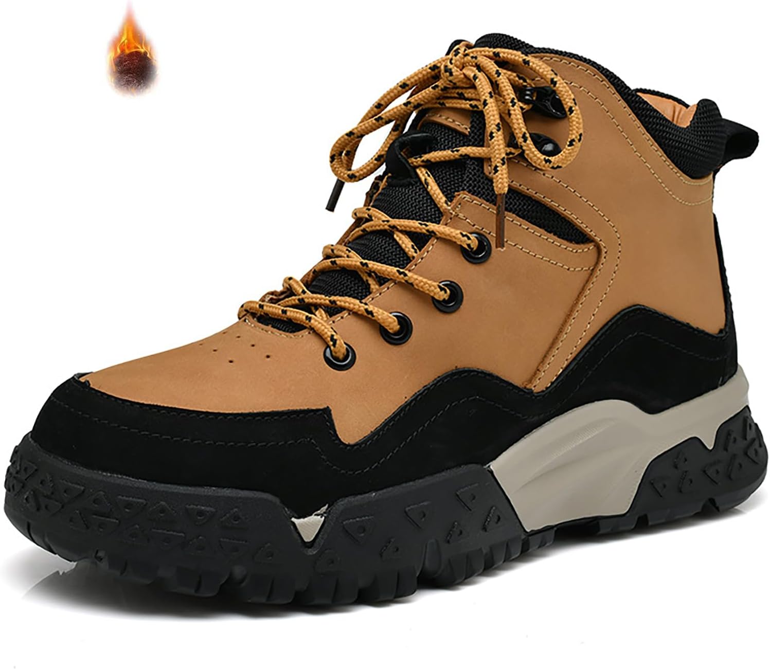 

Мужские кожаные треккинговые ботинки на шнуровке с платформой, модные, легкие, дышащие, с круглым носком, для походов и путешествий с рюкзаком Faglkak, коричневый