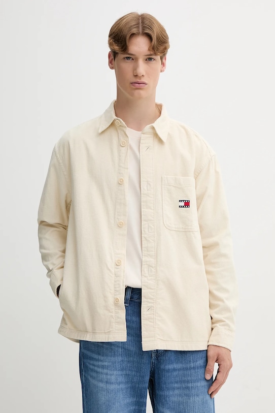 

Хлопковая рубашка Tommy Jeans, бежевый