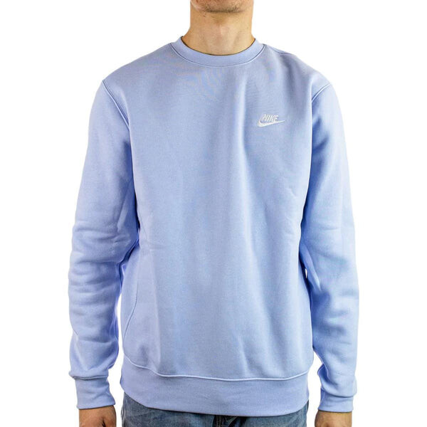 Толстовка Nike Sportswear Club Fleece Solid Color Logo Embroidered Round Neck Long Sleeves Light Blue, мультиколор — фото 2
