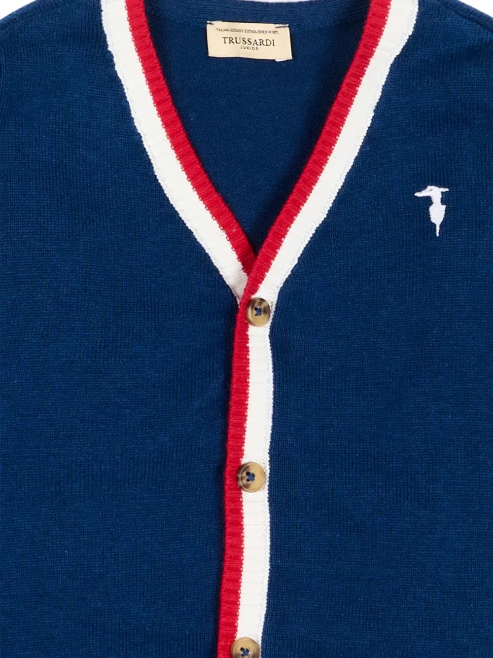 Кардиган с V-образным вырезом и полосками Trussardi Junior, синий — фото 3