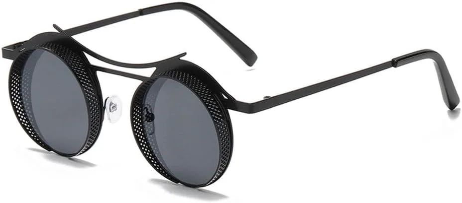 

Круглые солнцезащитные очки для женщин и мужчин с металлической сеткой, индивидуальные солнцезащитные очки, защитные очки от УФ-излучения UV400 HVTVTLA, C1black-black