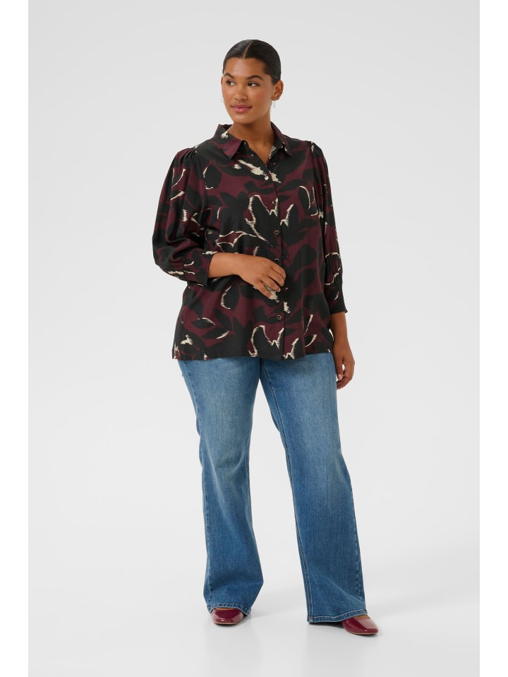 

Рубашка с длинным рукавом KCmilana, классический крой, цвет Windsor Wine/Black Flower KAFFE curve