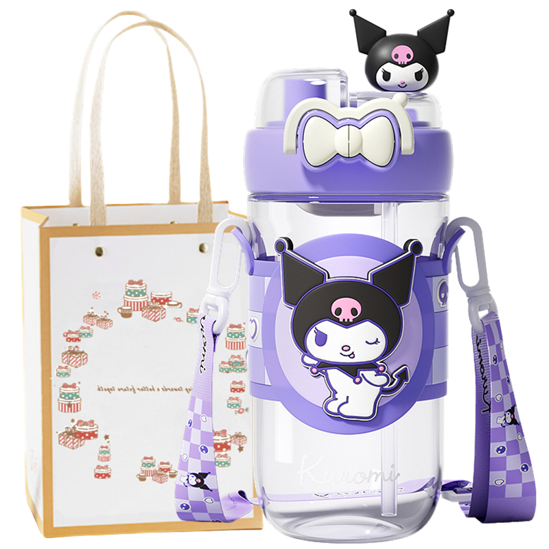

Plastic Water Cup Straw Cup 550ml Sanrio, Kuromi+Shopping Bag