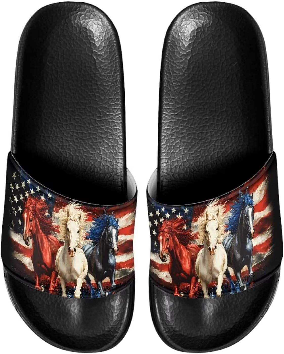 

Сланцы Gogavesne для мужчин, мягкие и удобные, с нескользящей подошвой, открытый носок, быстросохнущие, для душа, плавания, пляжа и прогулок, Horse Flag