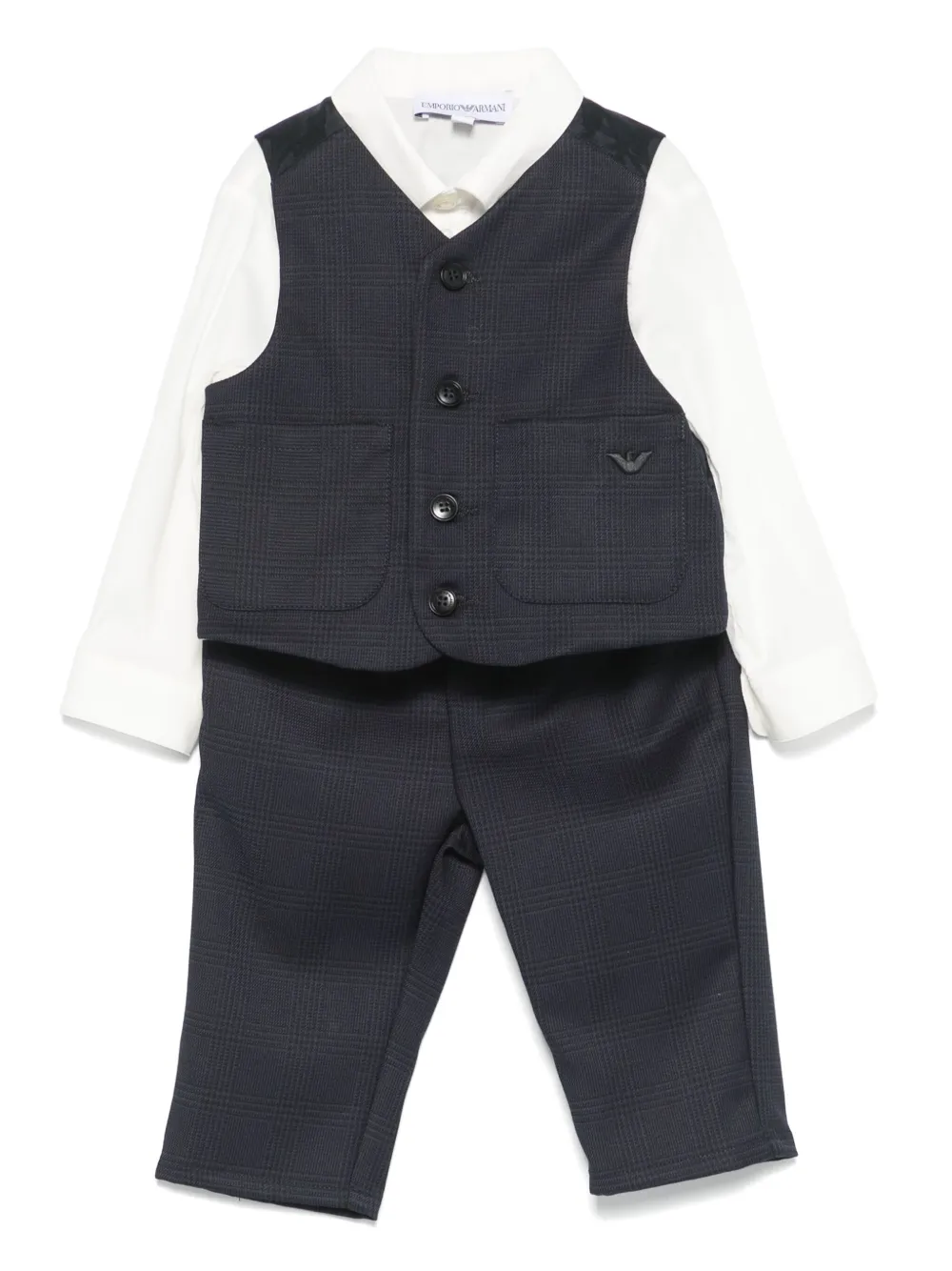 

Комплект из рубашки и брюк в клетку Emporio Armani Kids, синий