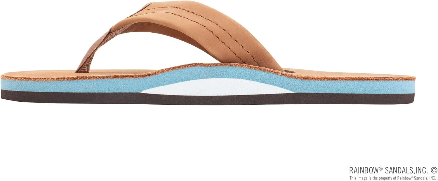 Мужские классические кожаные сандалии Радужные Rainbow Sandals, светло-голубой/светло-голубой — фото 2