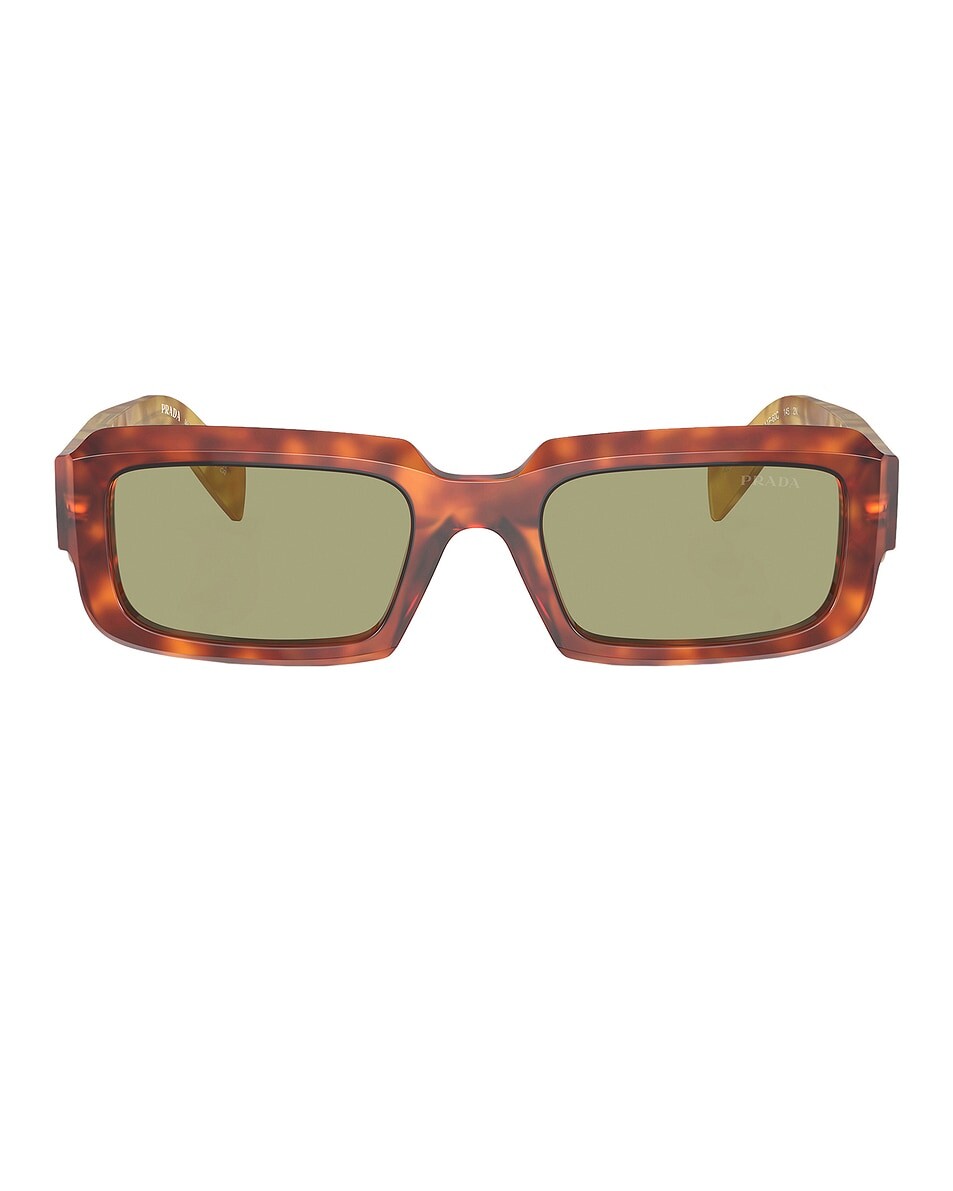 

Прямоугольные солнцезащитные очки Prada, цвет Cognac Tortoise