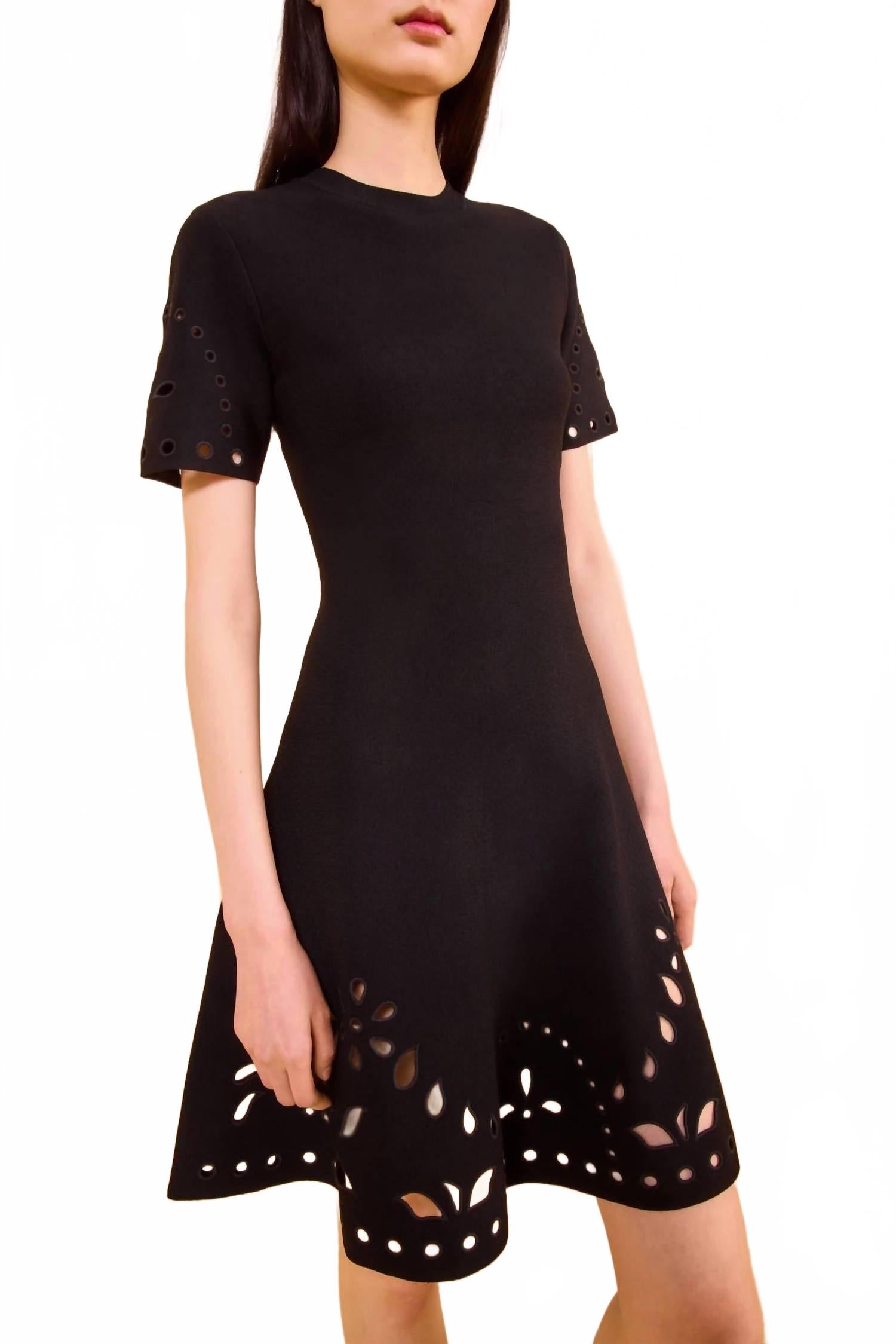 

Ulla Johnson Вязаное мини-платье Fania с коротким рукавом, черный цвет