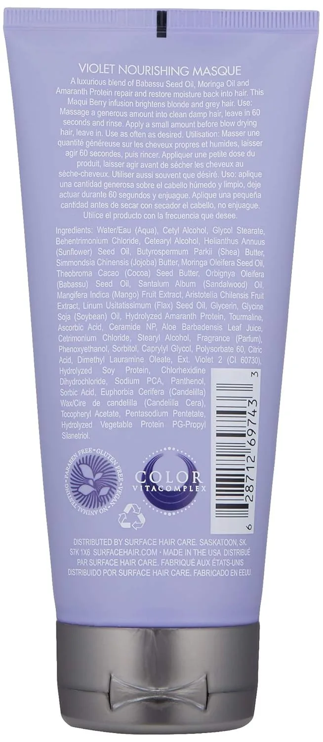Питательная маска для волос SURFACE Hair Pure Blonde Violet - тонизирует, осветляет и защищает волосы - 170 мл, purple — фото 2