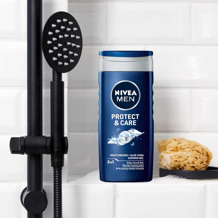 Гель для душа NIVEA PROTECT CARE, мужской набор для умывания, 250 мл x 5 — фото 4