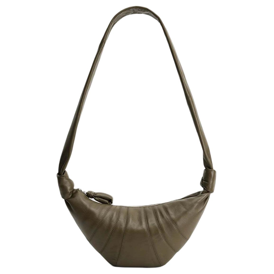 

Lemaire Овчинная сумка-круассан через плечо для женщин в тёмном хаки