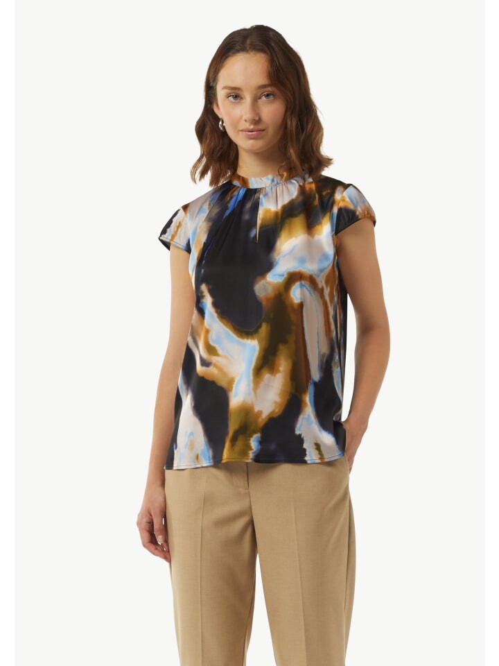 

Блуза comma Bluse kurzarm, цвет Blau-mehrfarbig