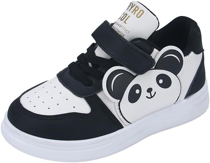 

Детские низкие кеды из холщовой ткани - повседневные туфли на шнуровке с массивной подошвой, рисунком панды и противоскользящей конструкцией Yaohuixy, Black Out