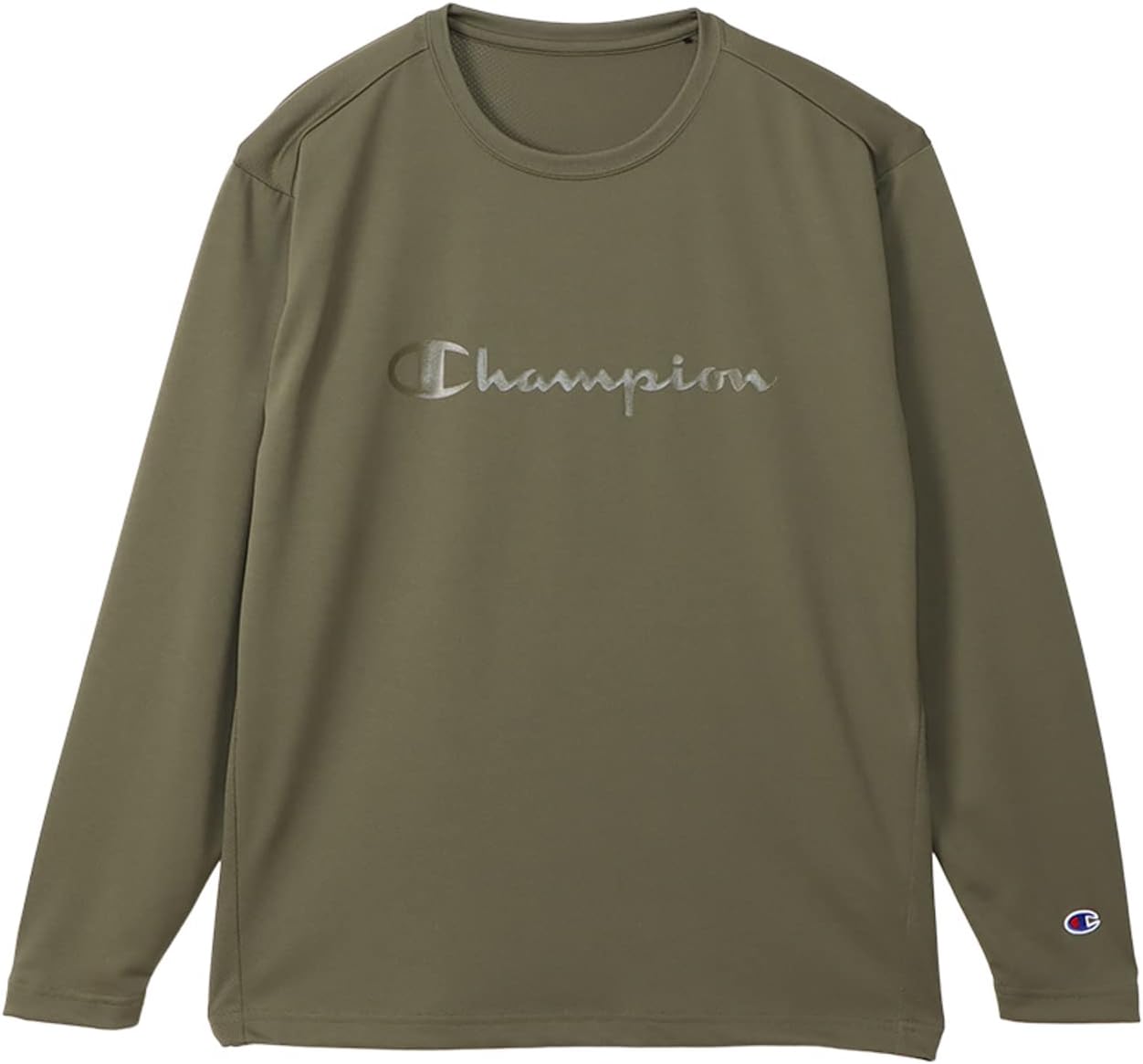 

Футболка Champion C3-YS401 с длинными рукавами, круглый вырез, быстросохнущая, с защитой от УФ-излучения, с логотипом, мужская спортивная, зеленый