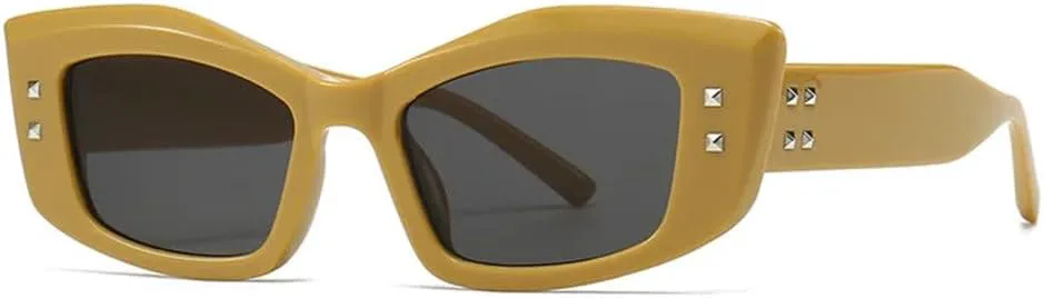 

Солнцезащитные очки Retro Rivet для женщин, модные квадратные солнцезащитные очки UV400 для мужчин, очки для водителей, модель 2027 года MTZJH, C3 Yellow Black