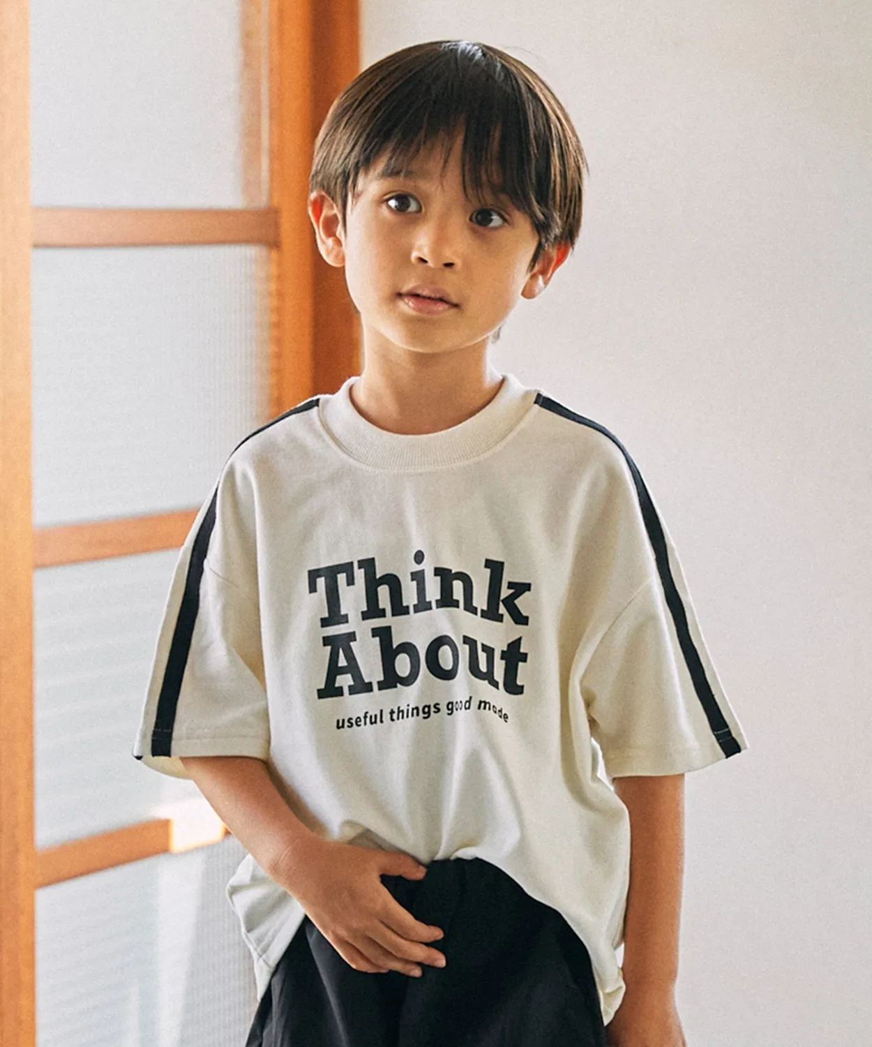 Футболка с логотипом Think About, хлопок, белый