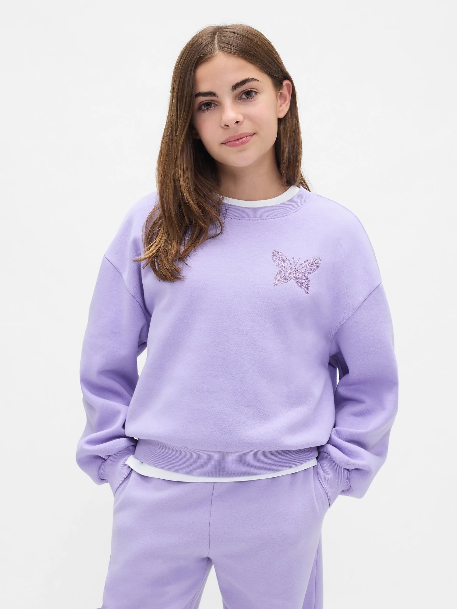 (K) Винтажный мягкий свитшот «летучая мышь» (дети) GAP, WARM VIOLET 568