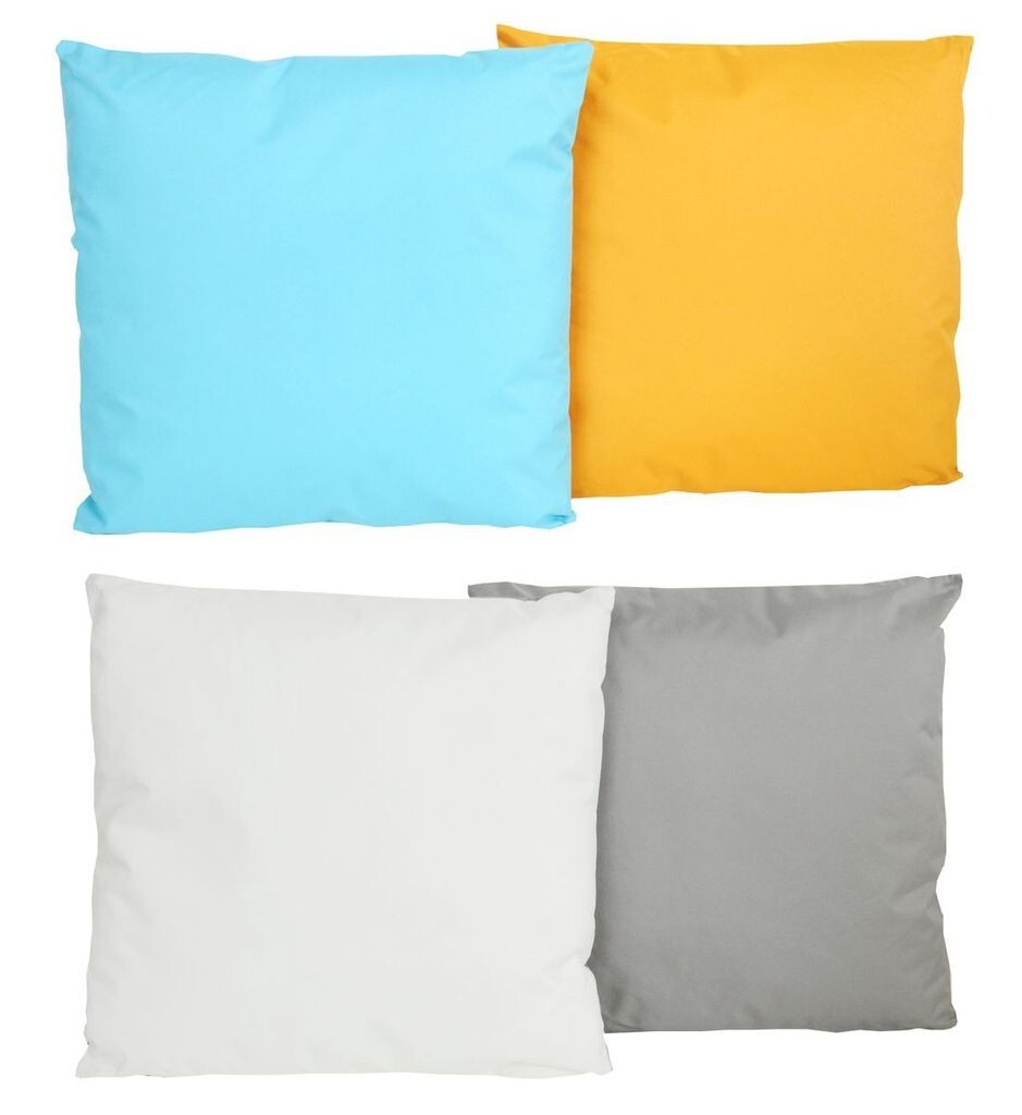 

4x JACK, 2-цветная двусторонняя подушка для отдыха на открытом воздухе, декоративная подушка 45x45 см, включая наполнитель, водонепроницаемая подушка для сиденья, садовый стул, эффект лотоса, цвет: 2x золотисто-голубой + 2x слоновая кость, золот...