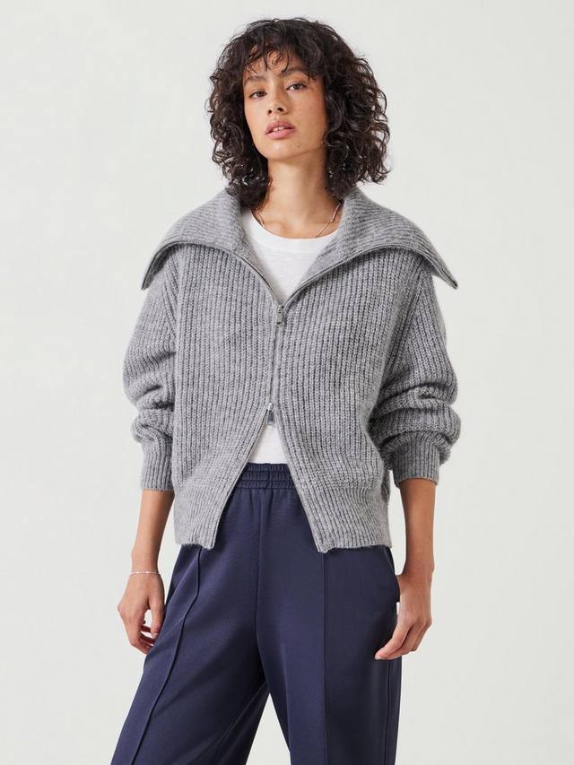 

Кардиган на молнии из смеси шерсти альпаки zara HUSH, цвет Mid Grey Marl