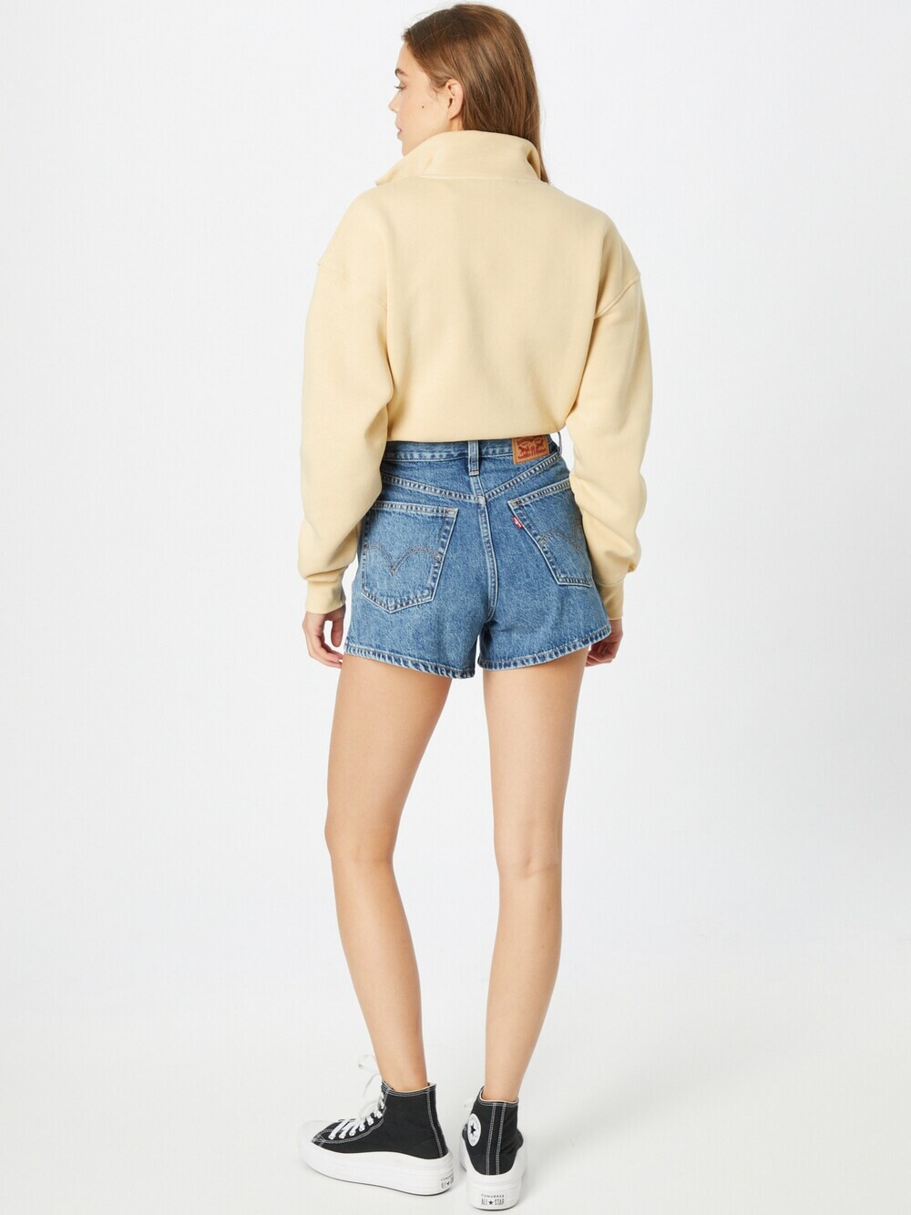 Обычные джинсы LEVIS HIGH WAISTED MOM SHORT MED INDIGO - FLAT FINISH, синий — фото 4