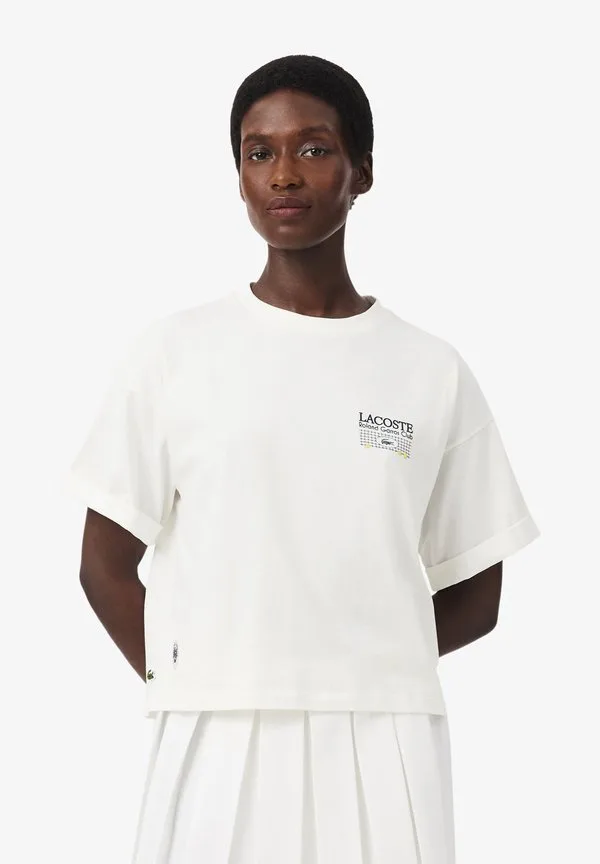 Футболка Lacoste Blanc V с принтом, белый — фото 3
