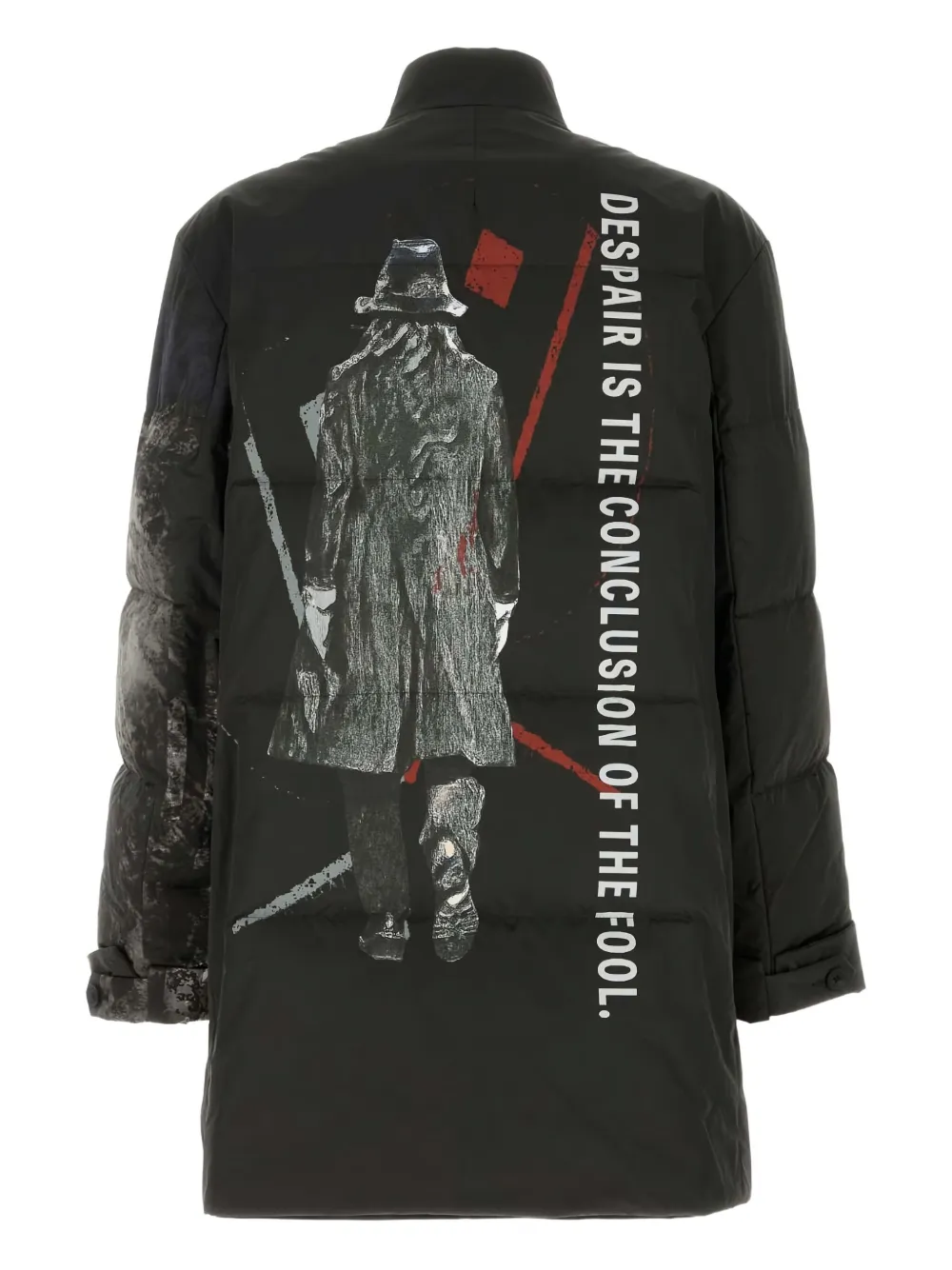 Стёганое пальто с высоким воротником Yohji Yamamoto, черный — фото 2