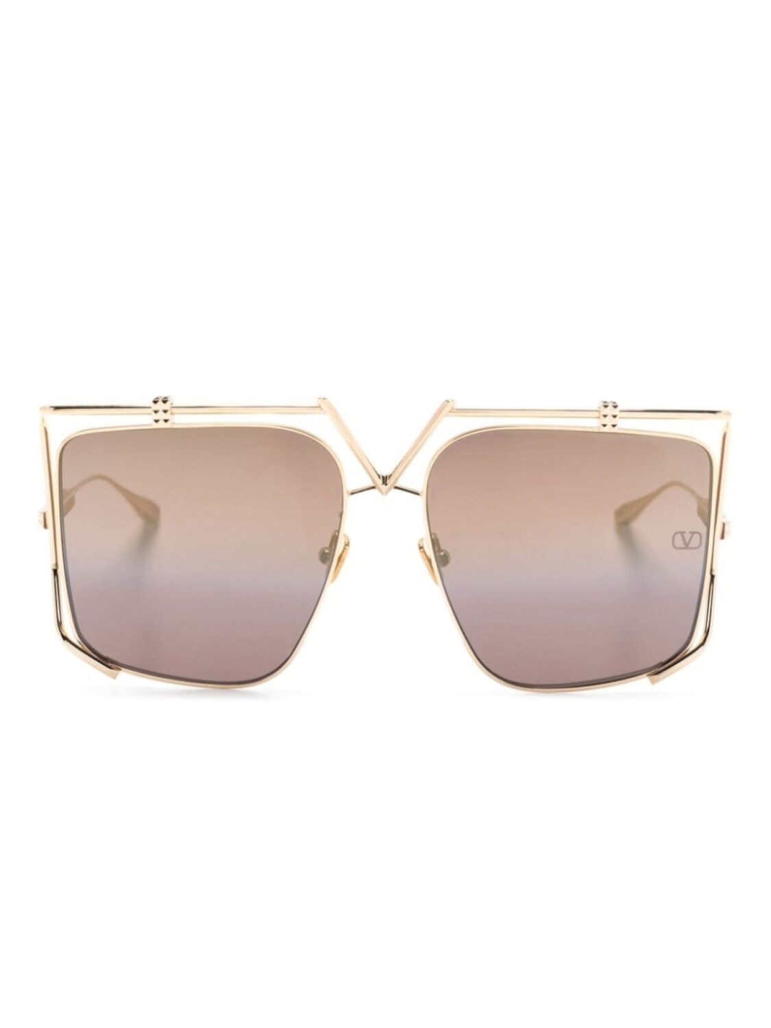 

Valentino Eyewear солнцезащитные очки в массивной оправе, золотой