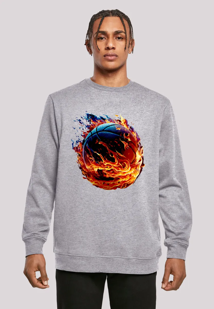 

Толстовка F4NT4STIC "Basketball On Fire Sport CREW", принт, серый