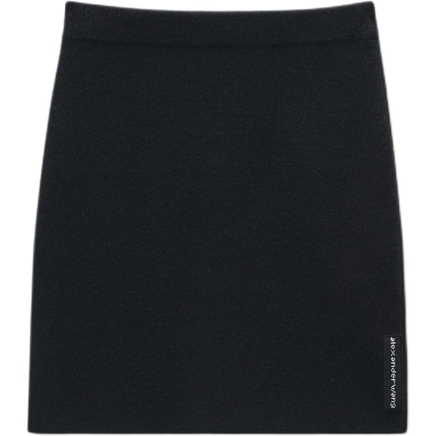 

Вязаная мини-юбка с нашивкой логотипа Alexander Wang, черный