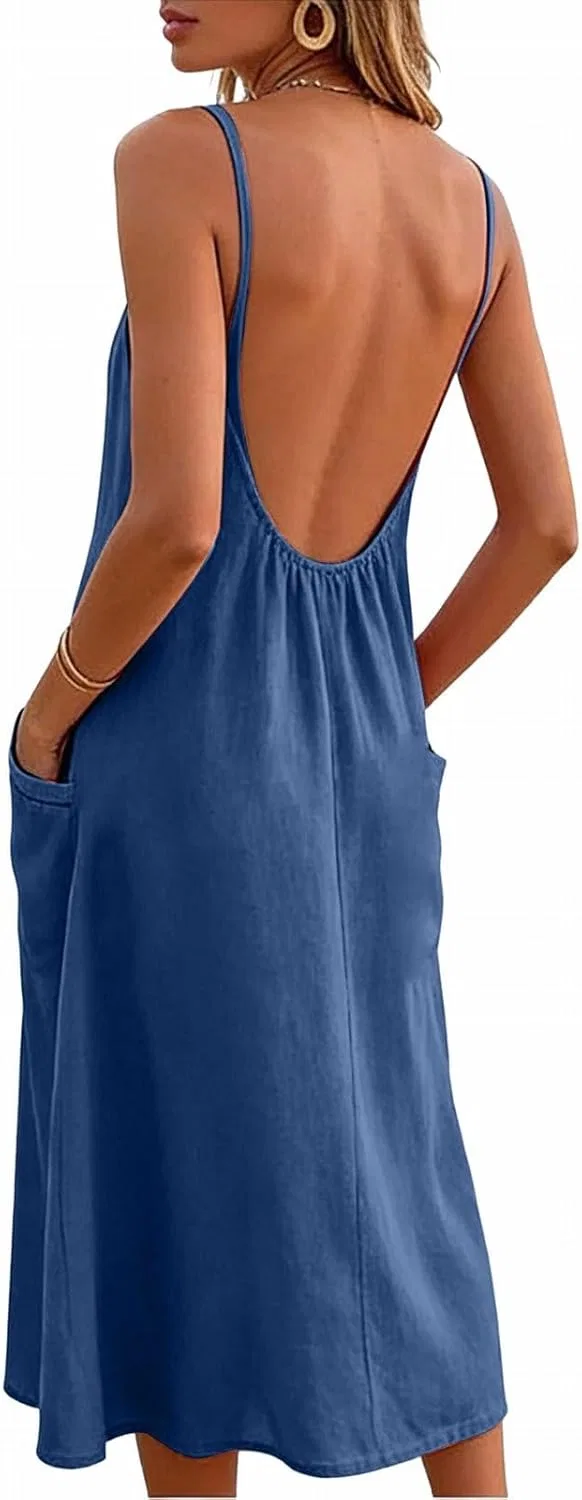 Платье макси с контролем живота, Polyester, Blue