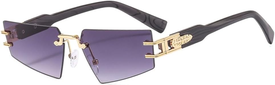 

Солнцезащитные очки без оправы с отделкой под дерево для женщин и мужчин в стиле панк, безрамочные солнцезащитные очки с защитой UV400 для женщин и мужчин LANGSER, C2 Gold Double Gray