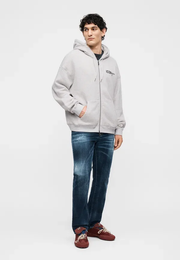 Толстовка с капюшоном Dsquared2 Iconique boyfriend fit, цвет серый меланж — фото 2