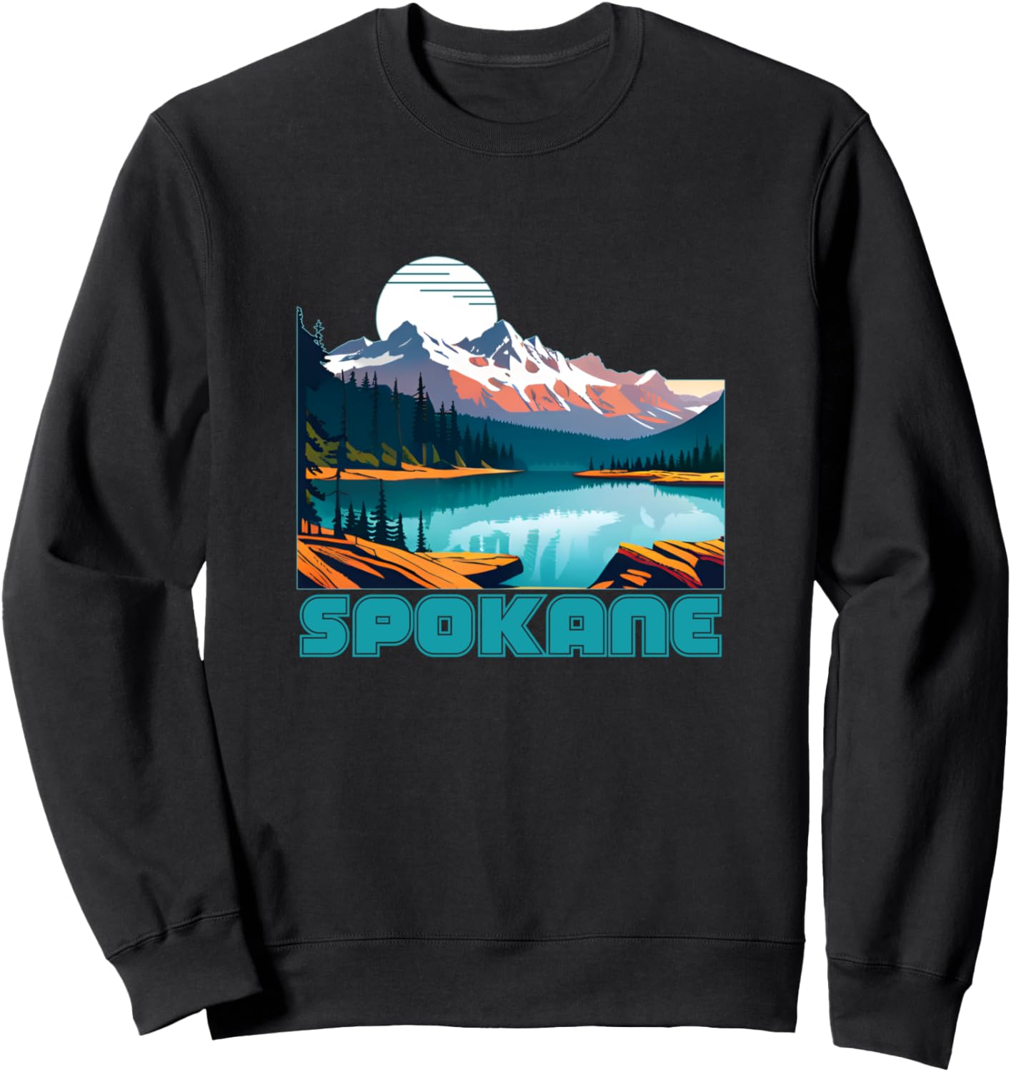

Сувенирная одежда из Спокана, винтажная толстовка в стиле ретро из Спокана Spokane Washington Hiking Clothes Co., черный