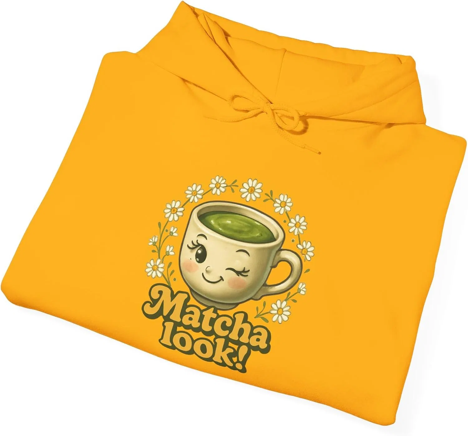 Худи с принтом Matcha Look! Daisies, бренд GENERIC, цвет Gold — фото 4