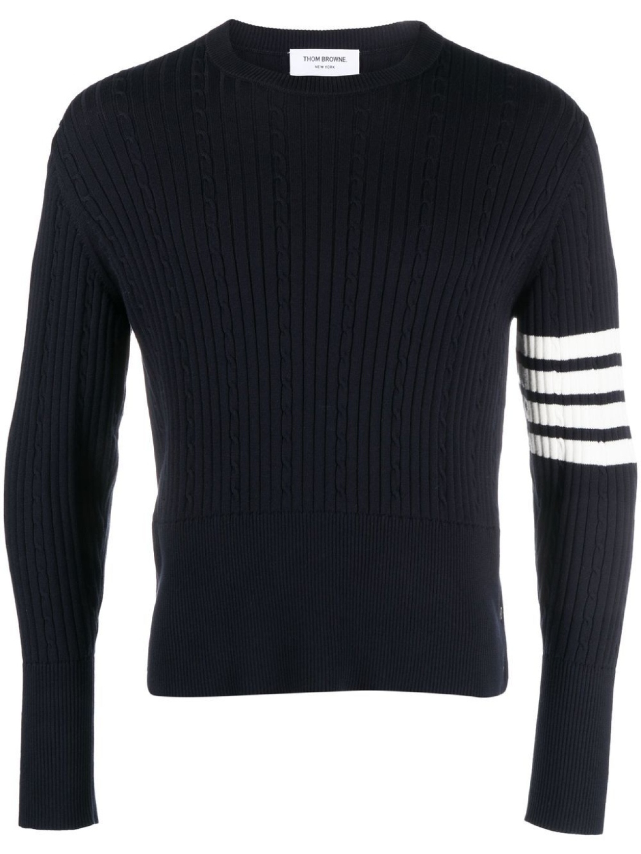 

Thom Browne 4-Bar cable-knit ribbed jumper, синий