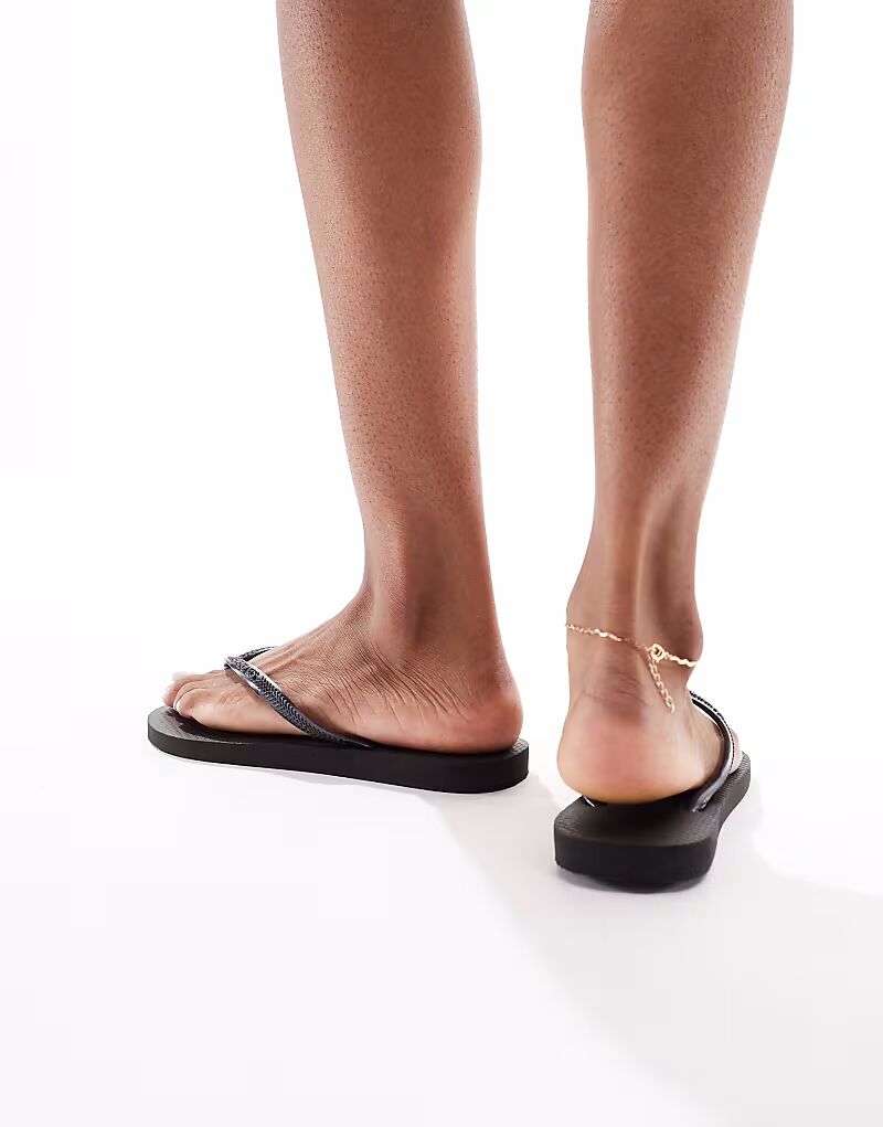 Узкие шлепанцы Havaianas черного цвета — фото 2