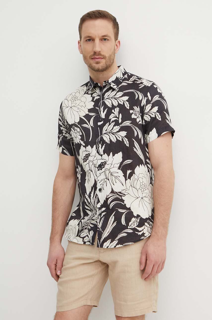 

Льняная рубашка ISLAND Guess, черный