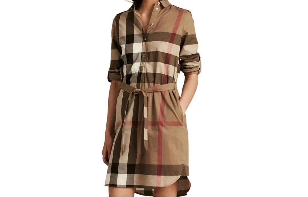 

Burberry Женское платье с длинными рукавами, коричневое
